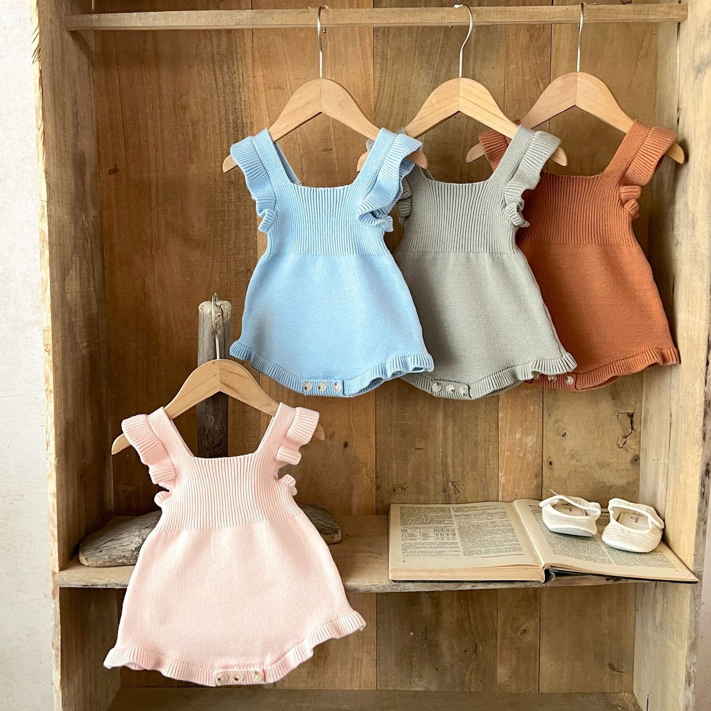 シンプルフリルベビーサロペット(4color)