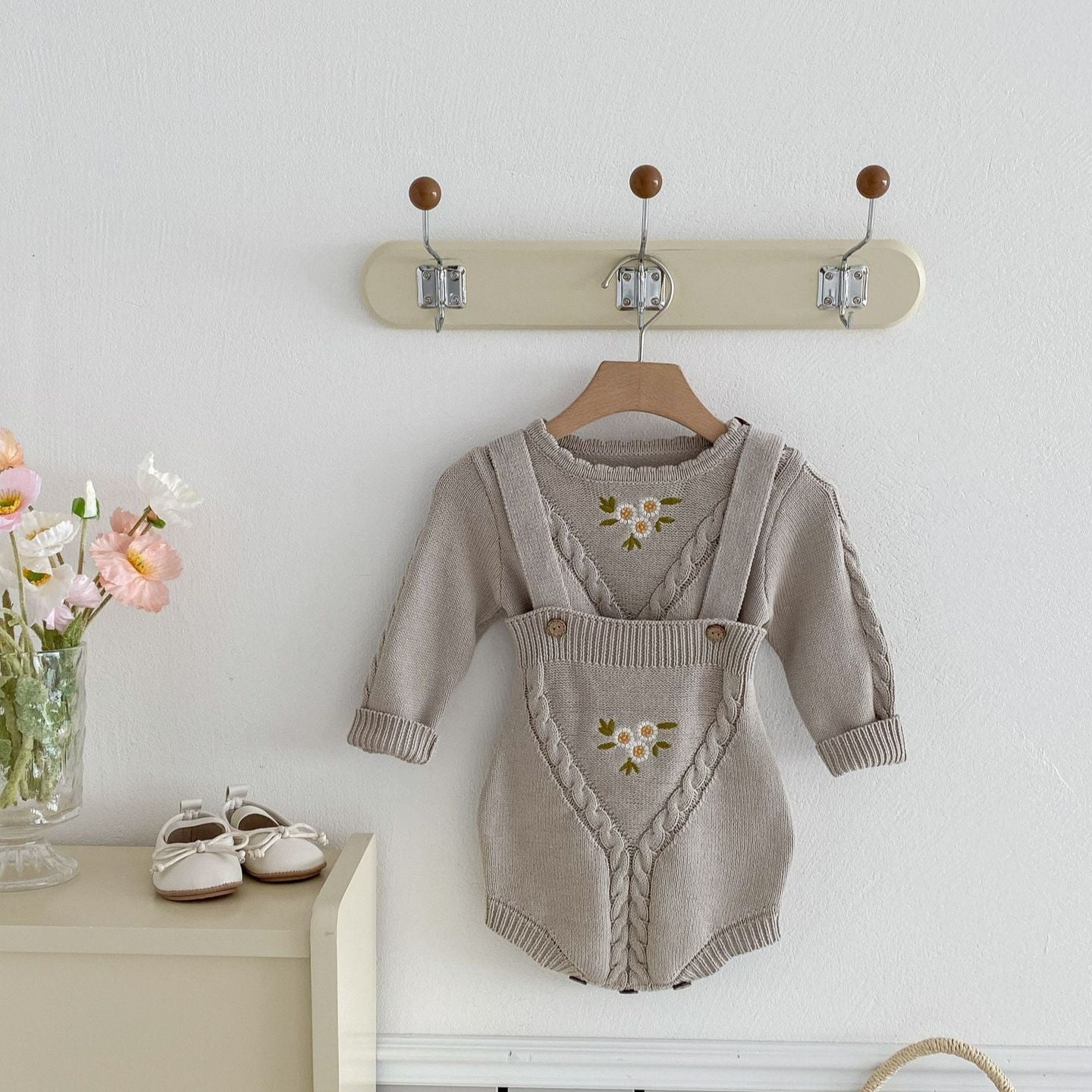 縄編みカントリーニットセットアップ