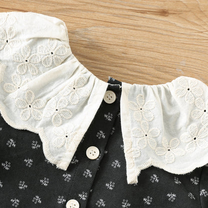 🅽🅴🆆 モノトーン小花柄ワンピース