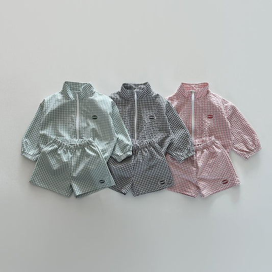 ギンガムチェックジップセットアップ(3color)