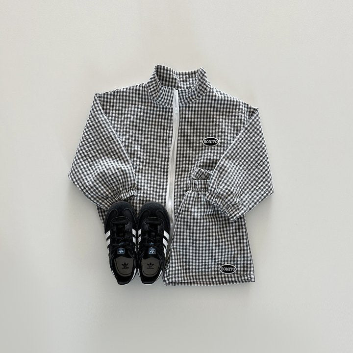 ギンガムチェックジップセットアップ(3color)