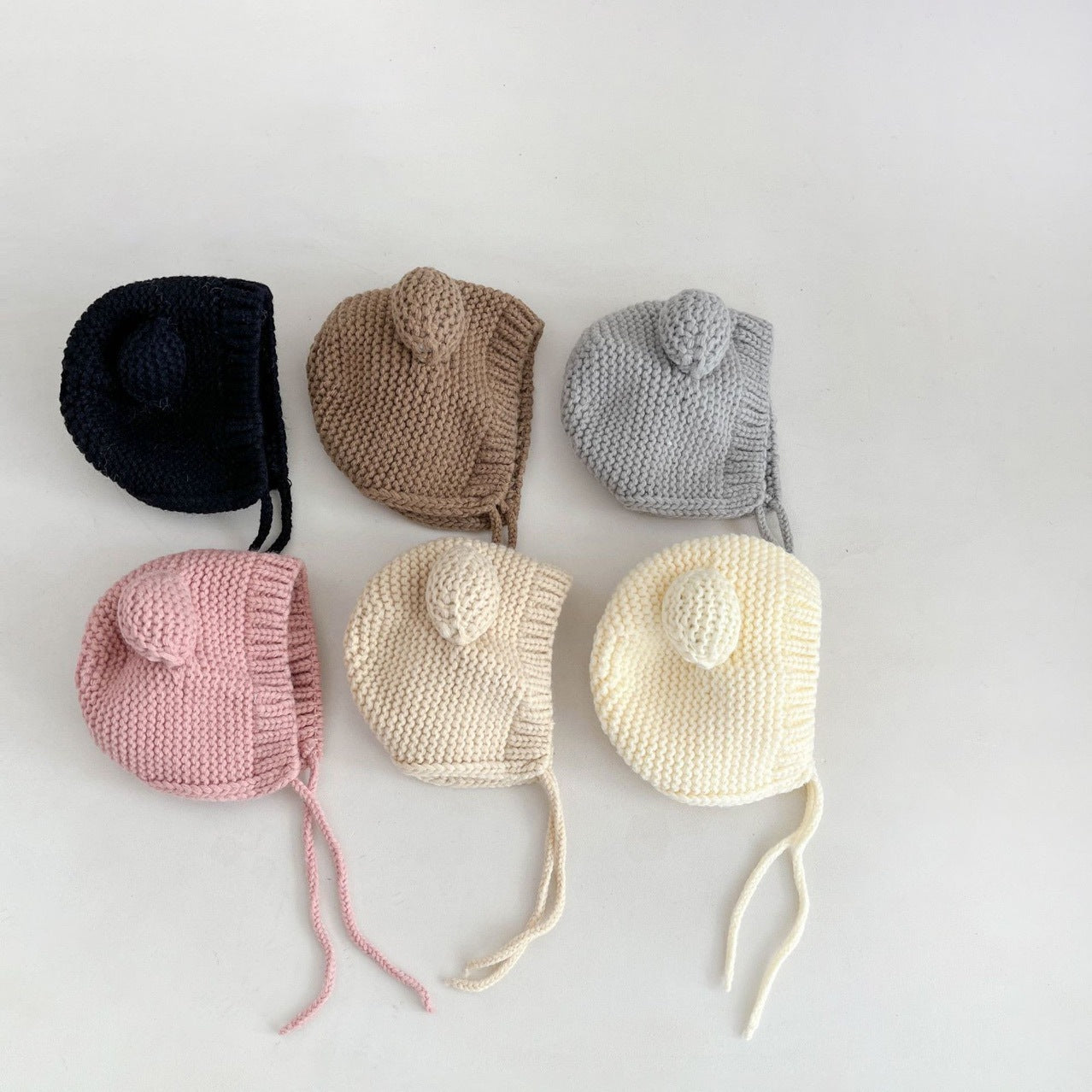 🅽🅴🆆 クマ耳カラーニットボンネット(5color)