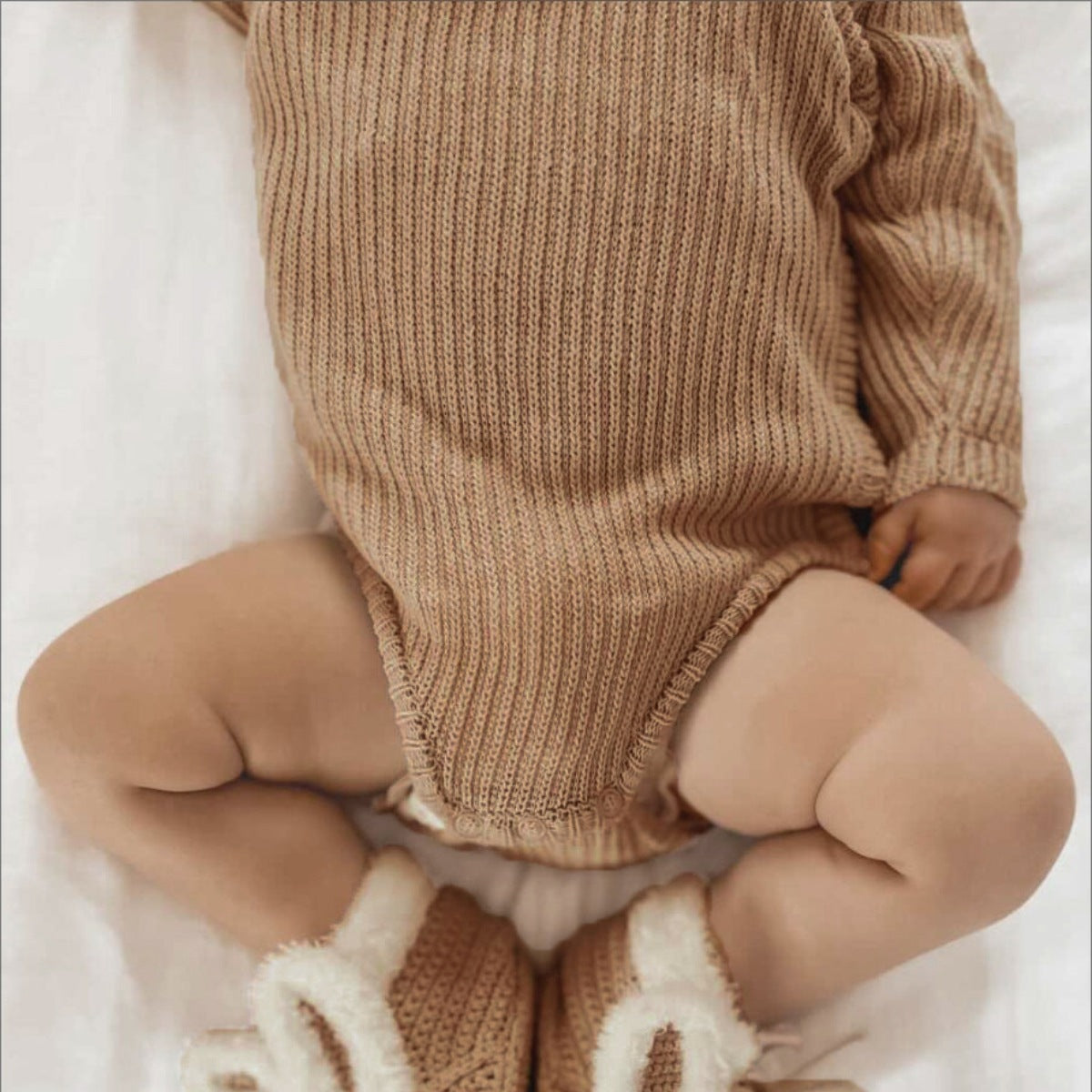 前あきベビーニットロンパース(2color)