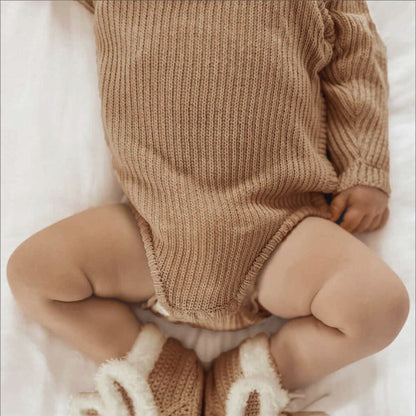 前あきベビーニットロンパース(2color)