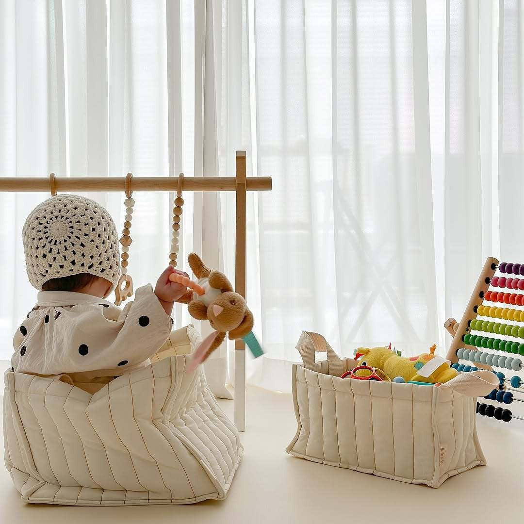 ナチュラルキルティングベビーバスケット(2size)