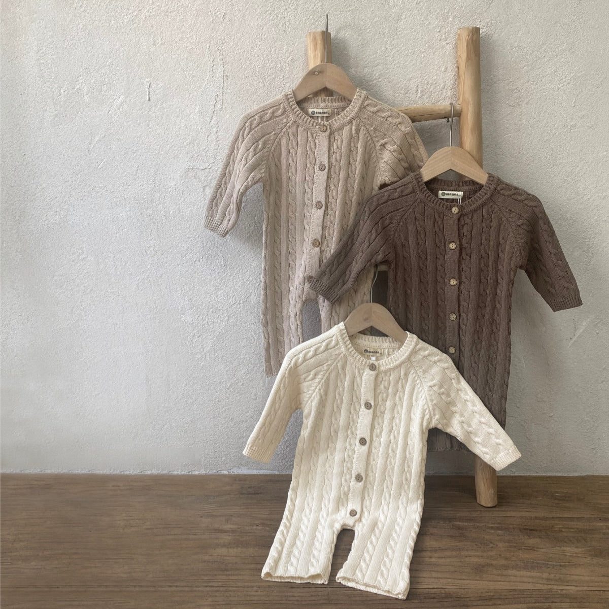 縄編みショコラニットロンパース(3color)