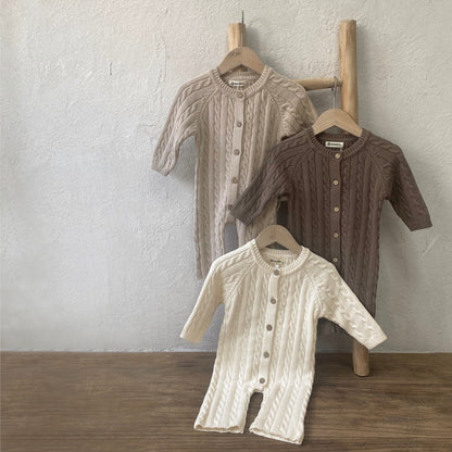 縄編みショコラニットロンパース(3color)