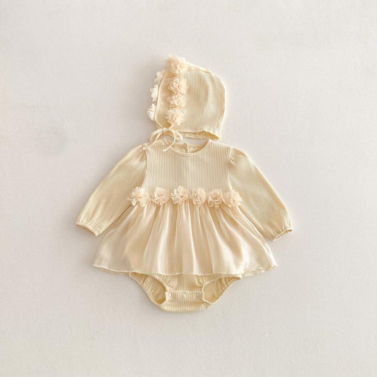 🅽🅴🆆 お花切り替えフリルロンパースセット