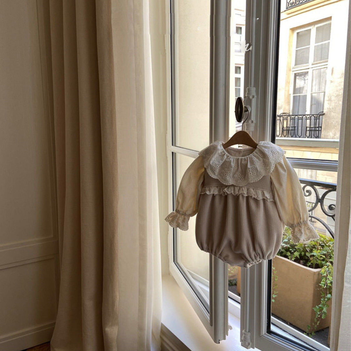 ワッフルコーデュロイベビーロンパース(2color)