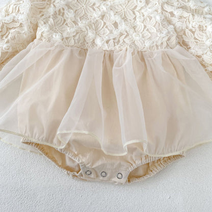 🅽🅴🆆 フラワーメッシュフリルカラーロンパース