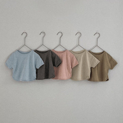 [5color / 73-100] シンプルラウンドネックサマーシャツ