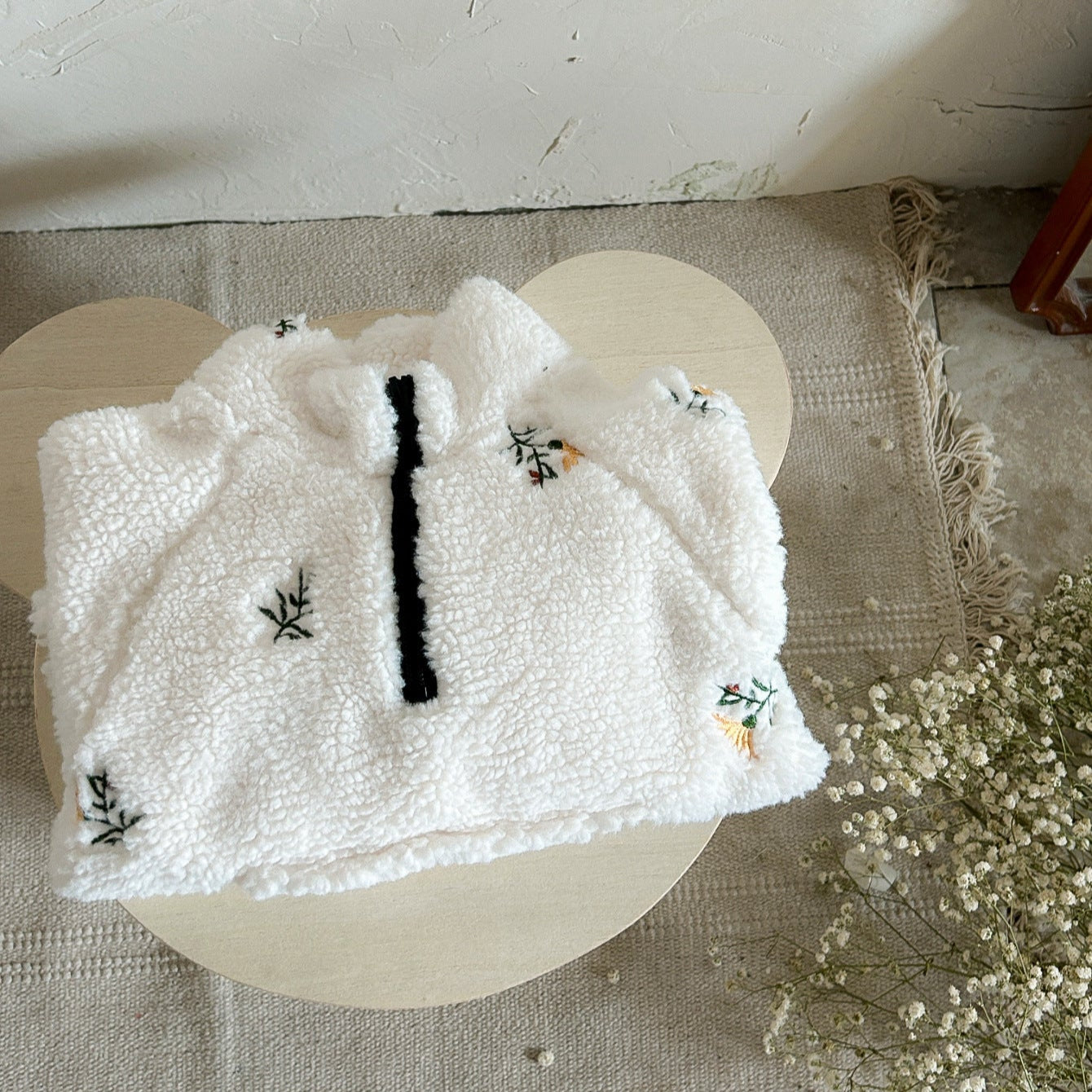 もこもこお花刺繍フリース