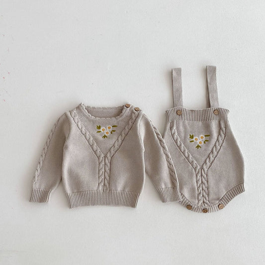 縄編みカントリーニットセットアップ