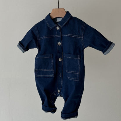 ワイドデニムジャンプスーツ