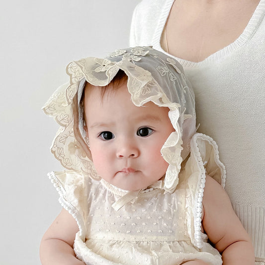 ベビーレースデザインボンネット(4color)