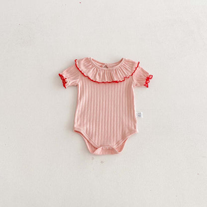 🅽🅴🆆 [3color / 66-90] ラインフリルカラーロンパース