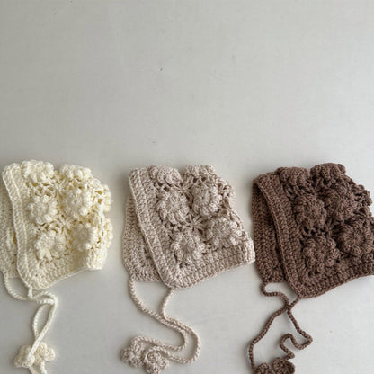 かぎ編みフラワーボンネット(3color)