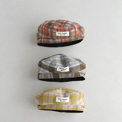 レトロチェックベレー帽(3color)