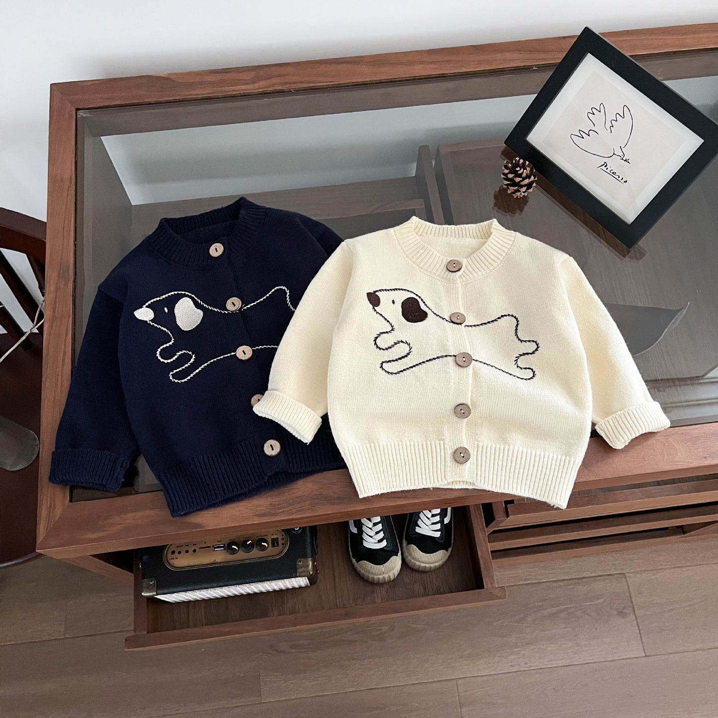 ステッチドッグニットカーディガン(2color)