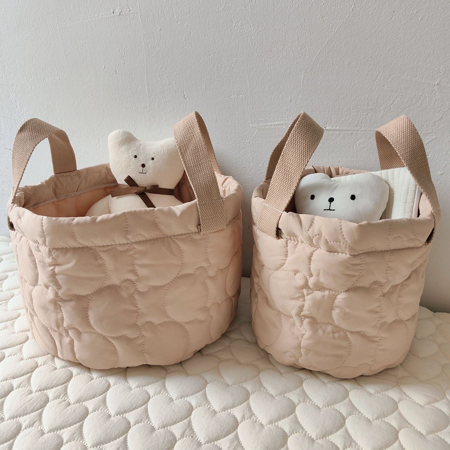 ぷっくりベアキルティングバスケット(2color)