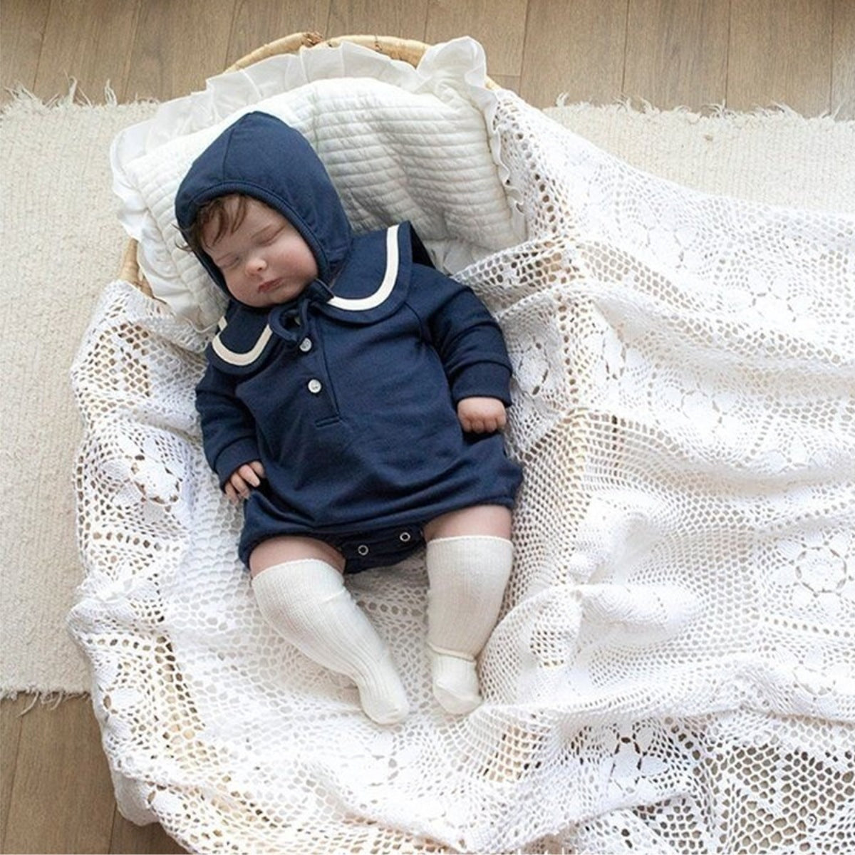 丸襟ラインロンパース(2color)