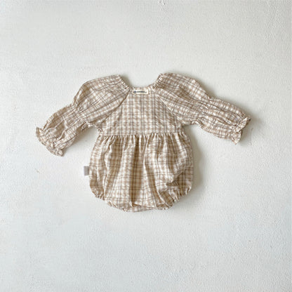 カントリーチェックブラウスロンパース(2color)