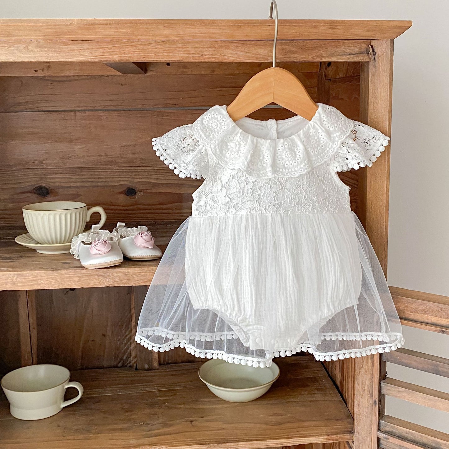 ヨーロピアンレースサマードレスロンパース