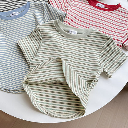 [5color / 90-140] ボーダーカラーサマーシャツ