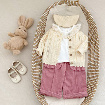 模様編みナチュラルニットカーディガン