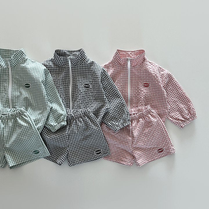 ギンガムチェックジップセットアップ(3color)