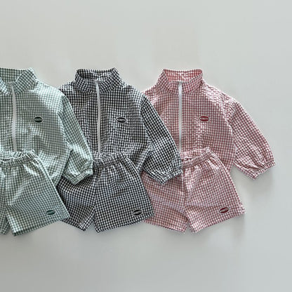 ギンガムチェックジップセットアップ(3color)