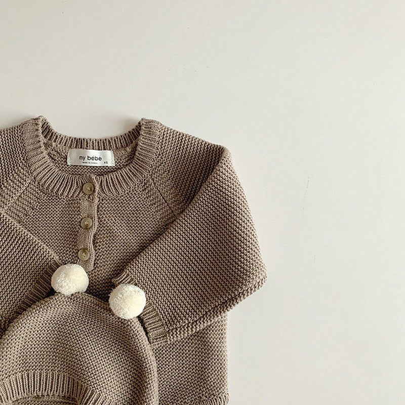 ほっこりニットロンパースセット(3color)