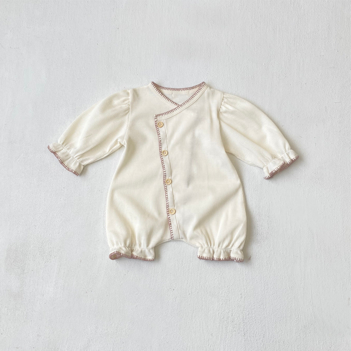 🅽🅴🆆 [2color / 66-90] ベビーワッフルパフロンパース