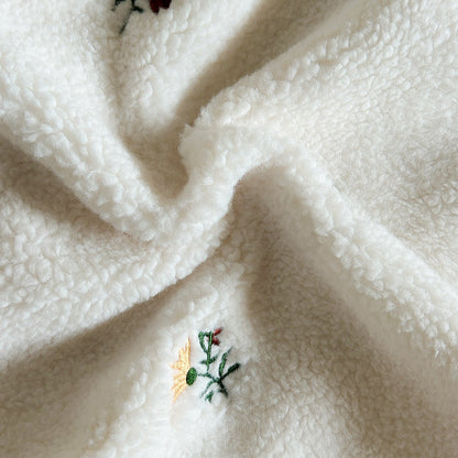 もこもこお花刺繍ロンパース