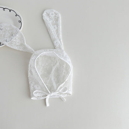 刺繍レースラビットベビーボンネット(2color)