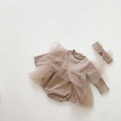 パフスリーブベビーワンピロンパース(2color)