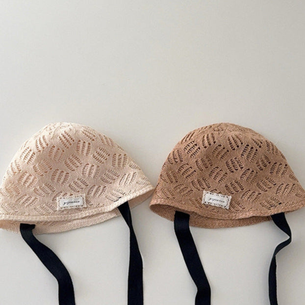 柄編みリボンボンネット(2color)