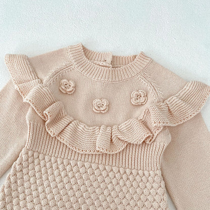 ベビークロッシェフラワーロンパース