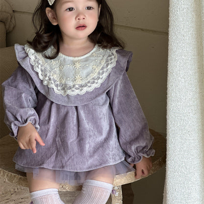 🅽🅴🆆 ベビーベロアワンピロンパース(2color)