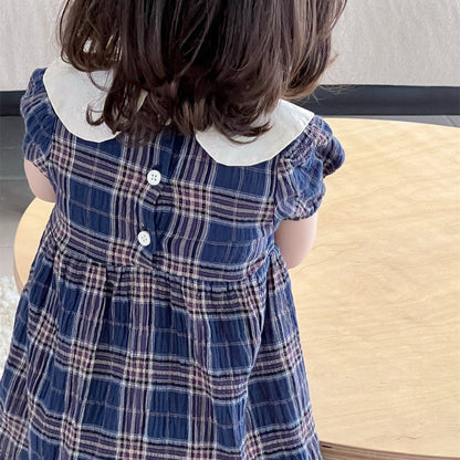 丸襟チェックフォーマルワンピース