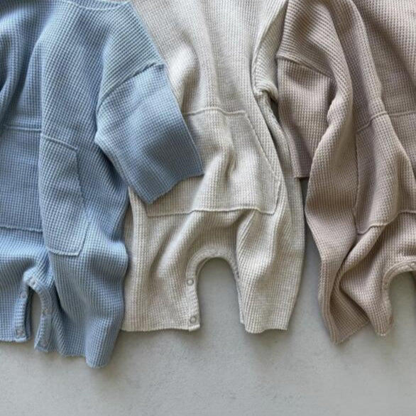 ゆったりワッフルロンパース(3color)