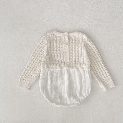 デザインニット切り替えロンパース