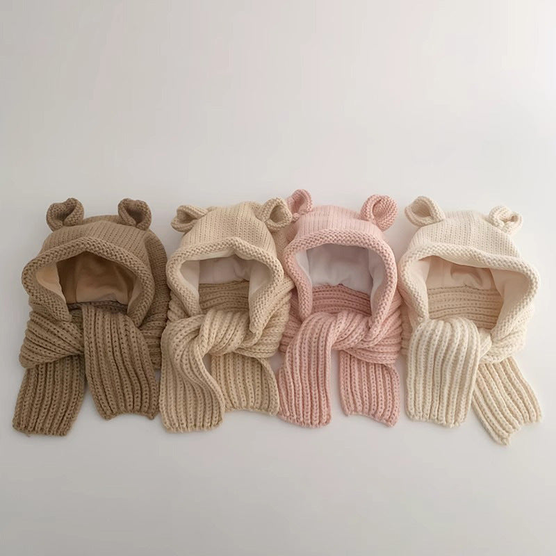 🅽🅴🆆 くま耳ニットフードマフラー(4color)