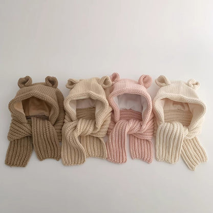 🅽🅴🆆 くま耳ニットフードマフラー(4color)