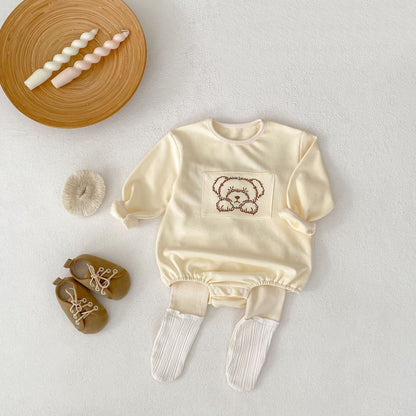 イラストべあ長袖ロンパース