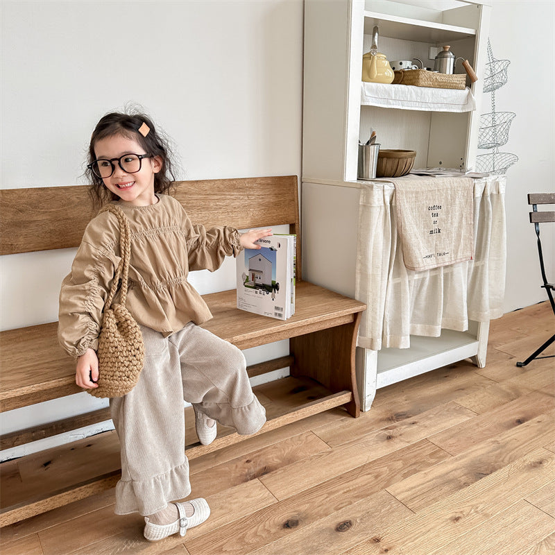 シャーリングガールブラウス(2color)