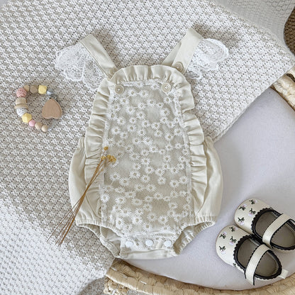 デイジーレース刺繍オーバーオール