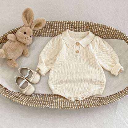 スクエアカラーニットロンパース(2color)