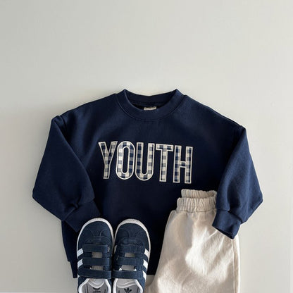 [2color / 80-130] チェックYOUTHスウェットトップス