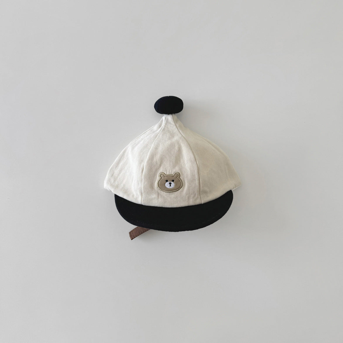 ポンポンナチュラルくまさん刺繍帽子(5color)
